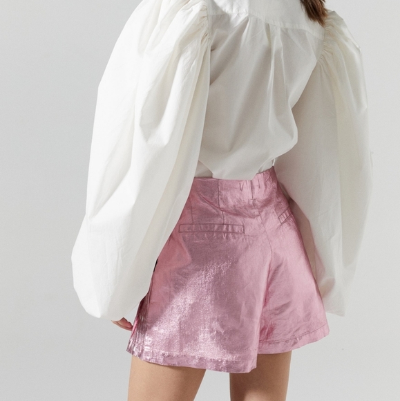 Sunset Metallic Linen Short - Pink W/Lime - Picture 2 of 5